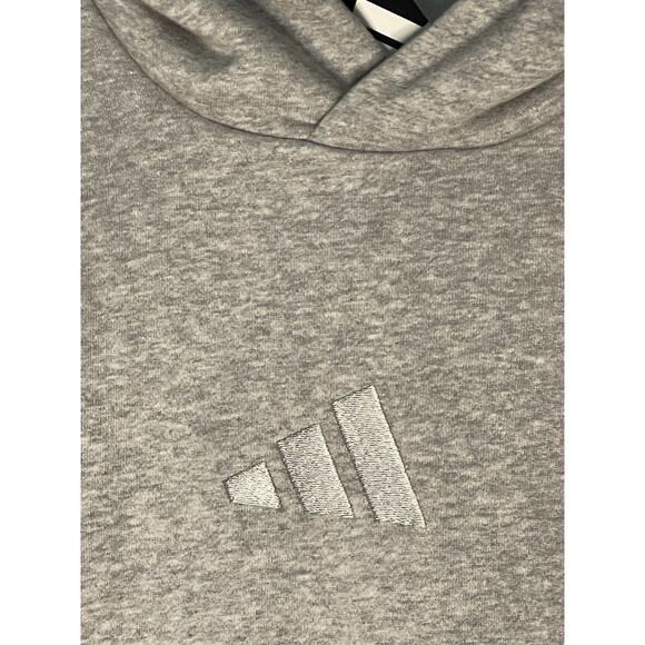 ADIDAS Logo Soft Hoodie Men’s Small Gray Original Center Pocket Athletic NEW - Picture 6 of 8